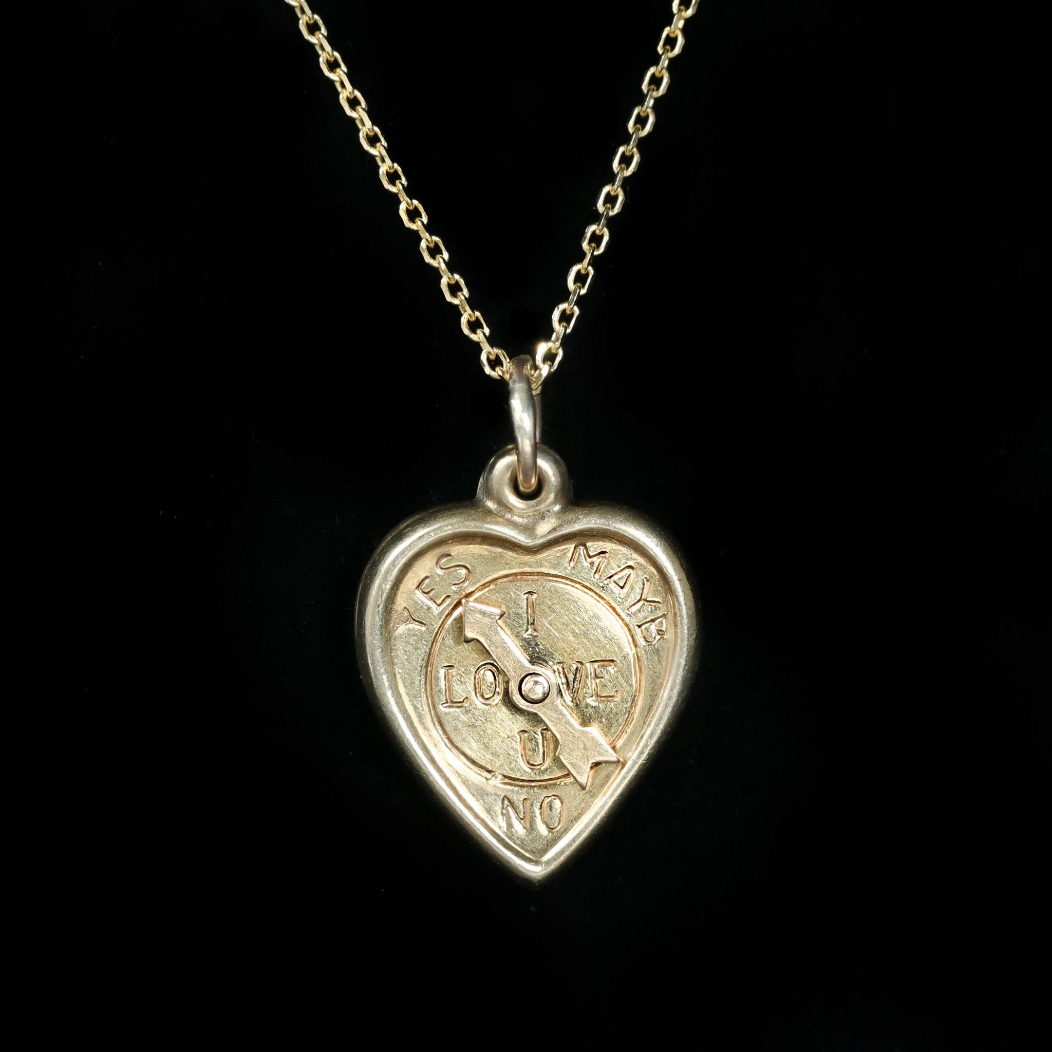 Estate 14K Yellow Gold Heart Compass Pendant/Charm - Walton's Jewelry