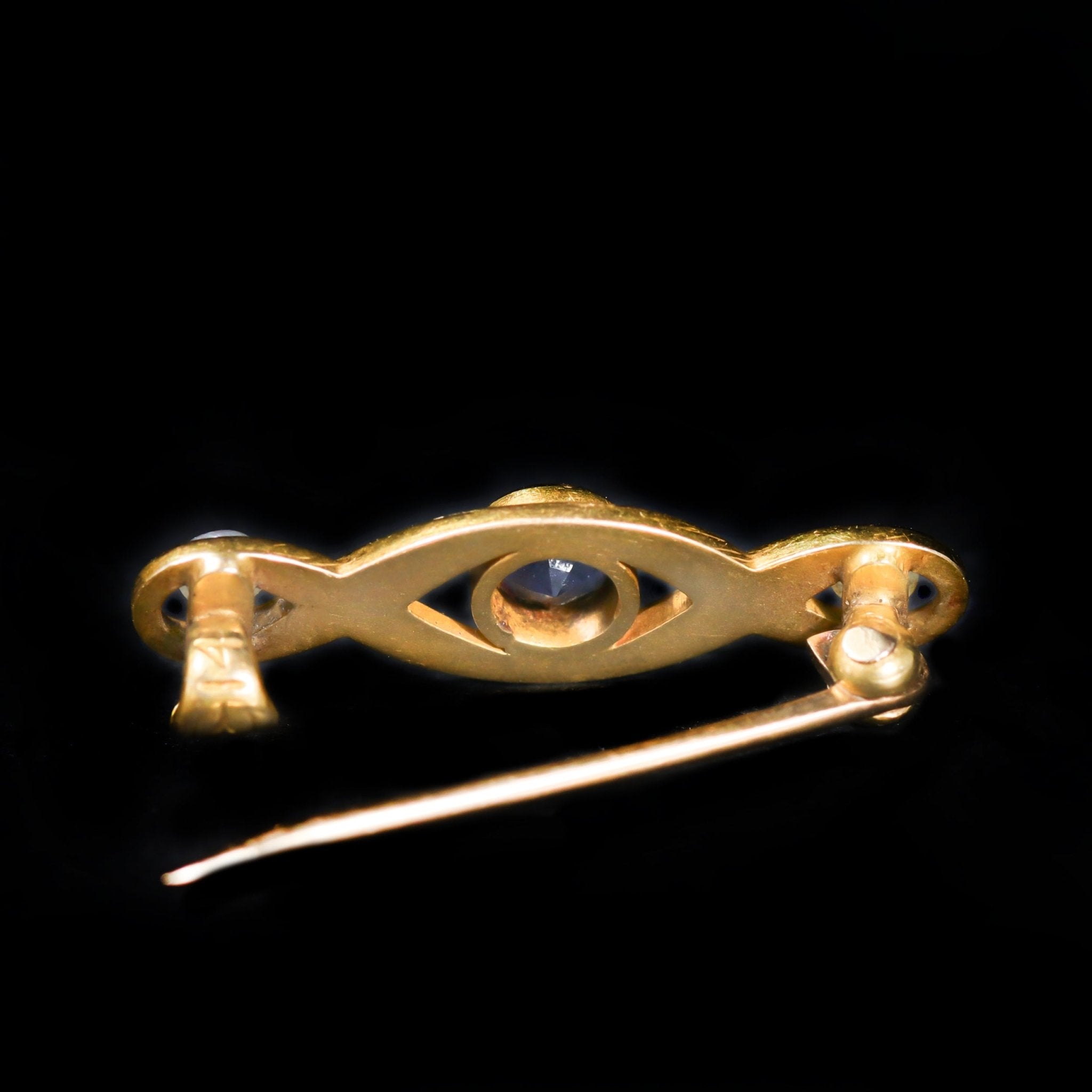 Art Nouveau Sapphire and Pearl Beauty Pin - Walton's Jewelry