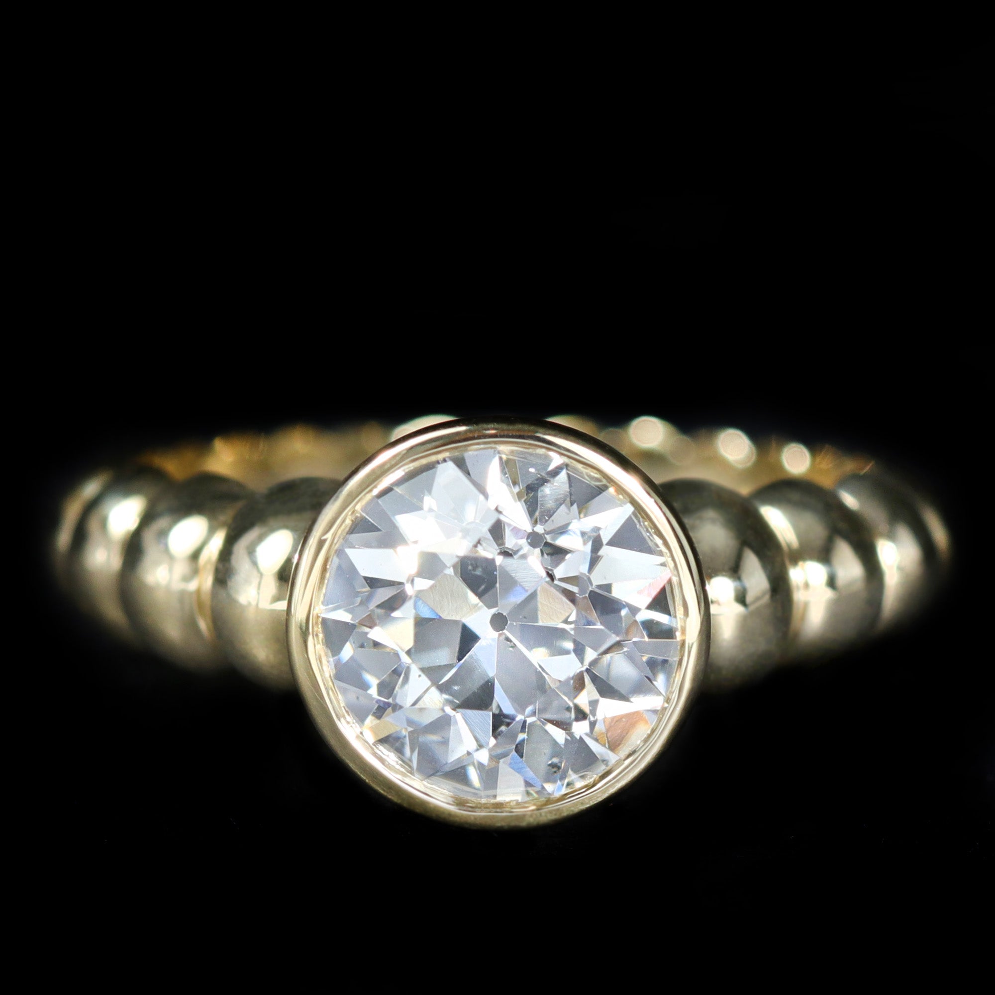 18K Yellow Gold GIA 2.08 Carat Old European Cut Diamond Engagement Ring