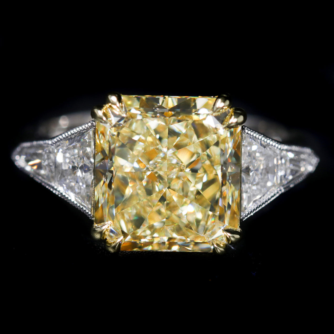 Platinum GIA 5.80 Carat Fancy Light Yellow Diamond Engagement Ring
