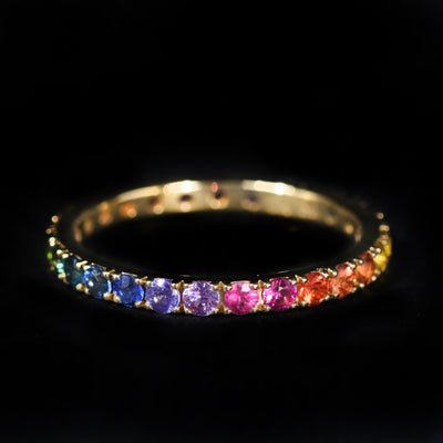 18K Yellow Gold 1.00 CTW Multi-Color Sapphire Band