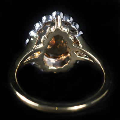14K Two Tone Gold 1.68 Carat Imperial Topaz and Diamond Ring