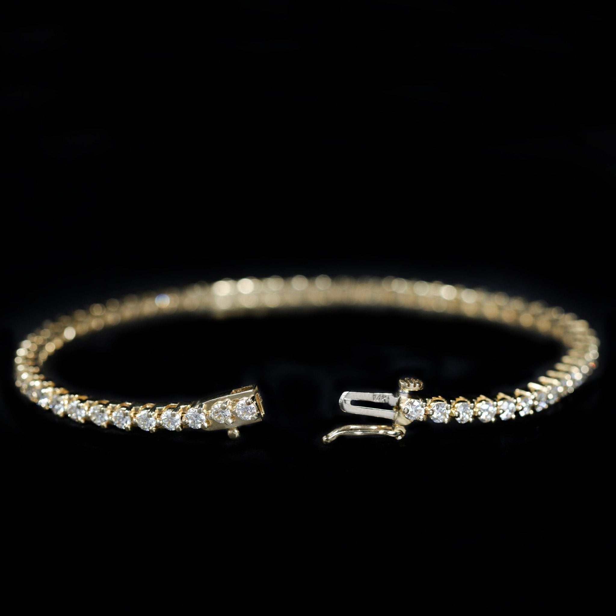 14K Yellow Gold 3.00 CTW Diamond Tennis Bracelet, 7" - Walton's Jewelry