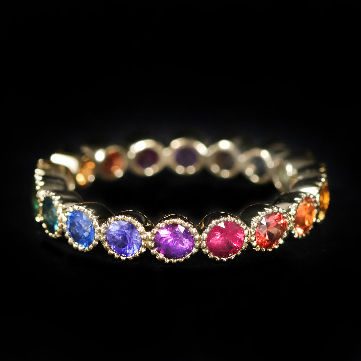18k Yellow Gold 2.12 CTW Multi-Color Sapphire Band