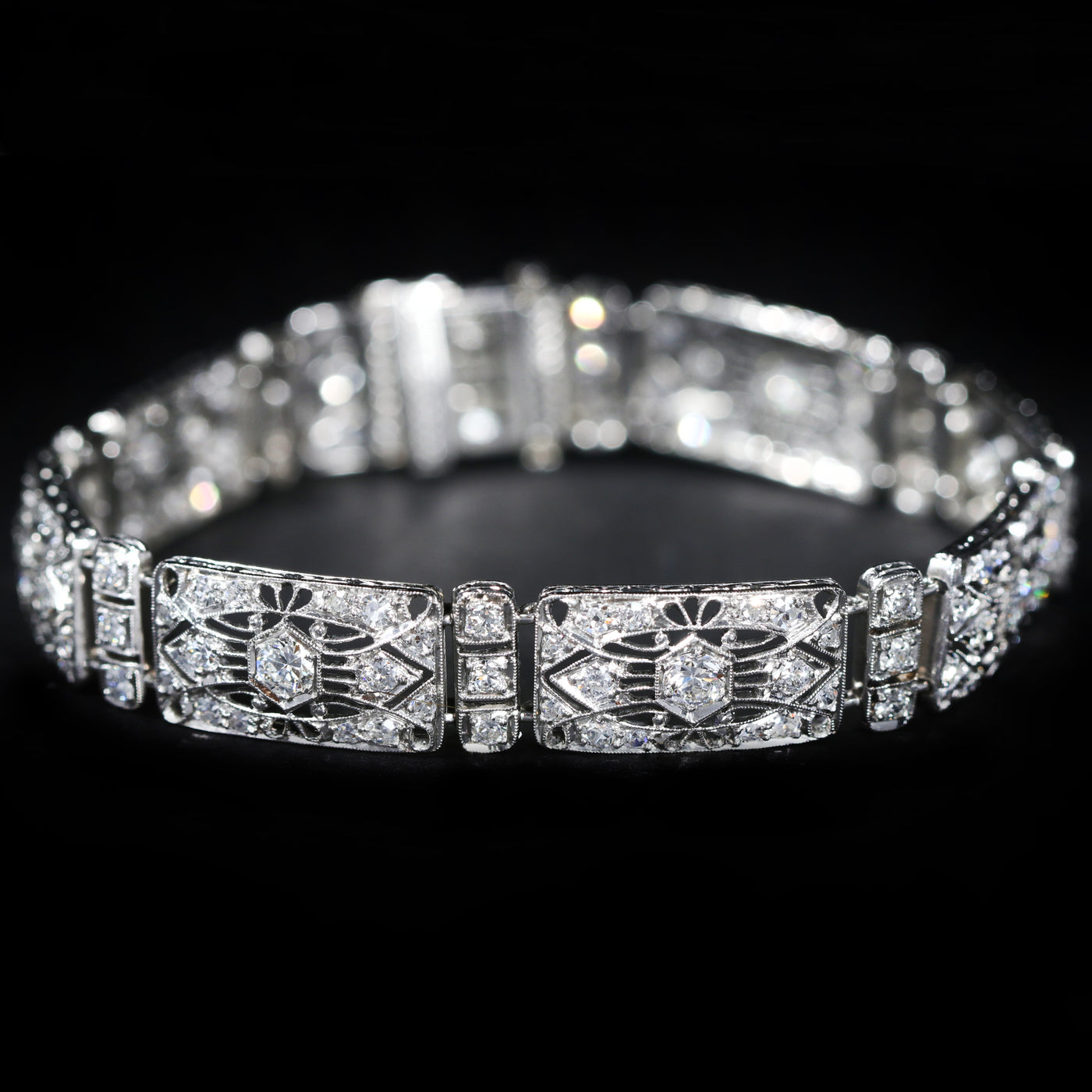 Art Deco Platinum 5.00 CTW Diamond Filigree Bracelet