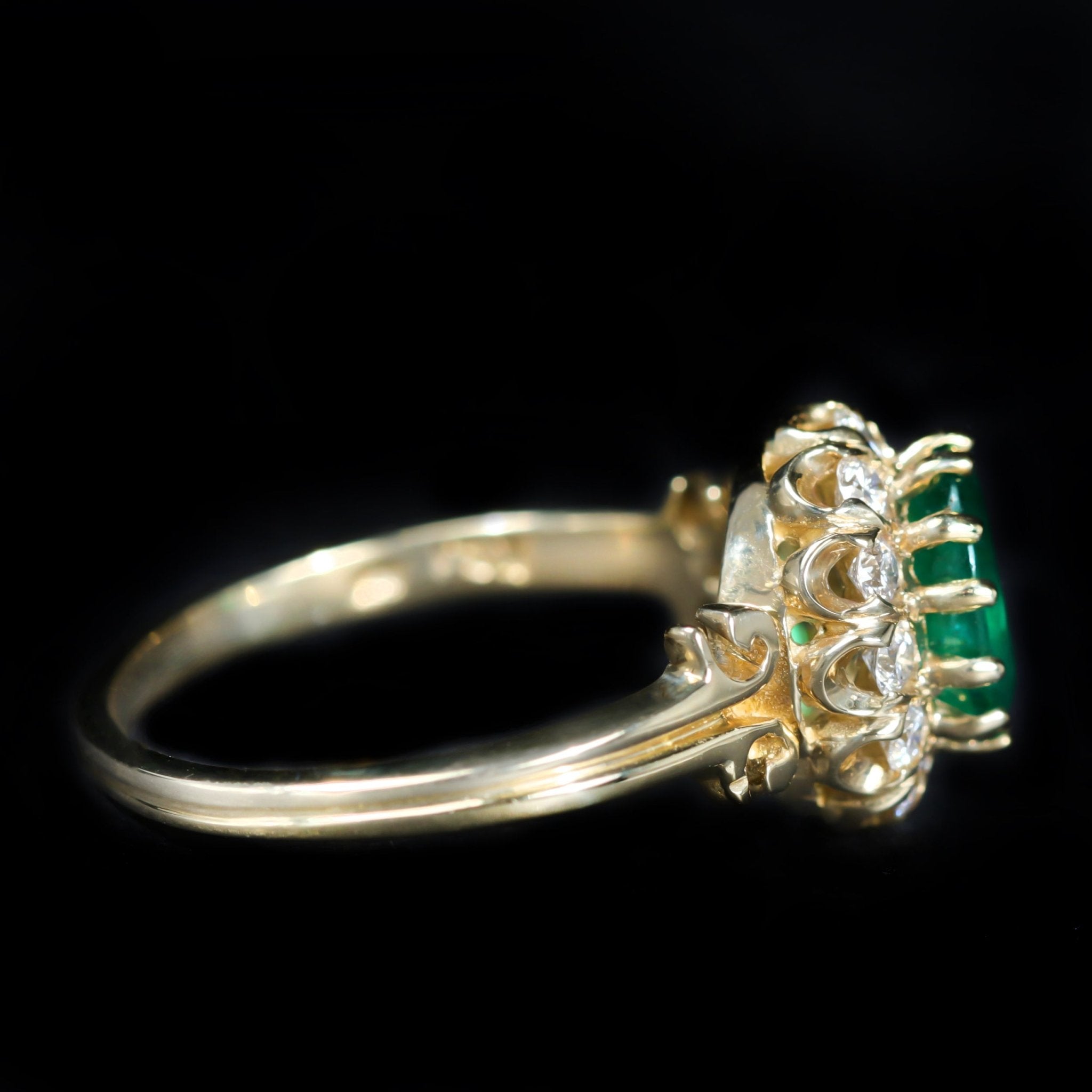 14K Yellow Gold 1.08 Carat Emerald and Diamond Ring - Walton's Jewelry