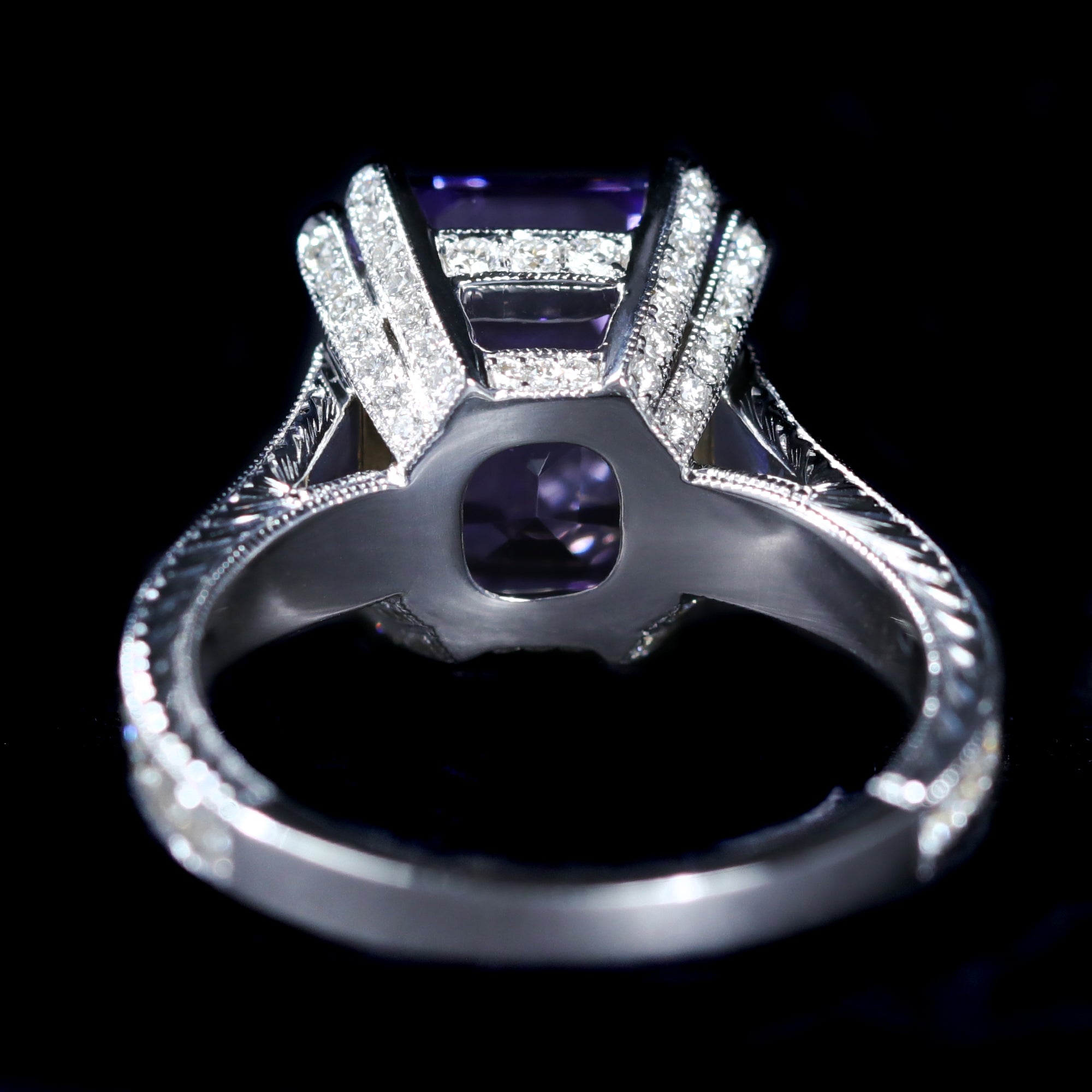18K White Gold 6.92 Carat Tanzanite and Diamond Ring - Walton's Jewelry