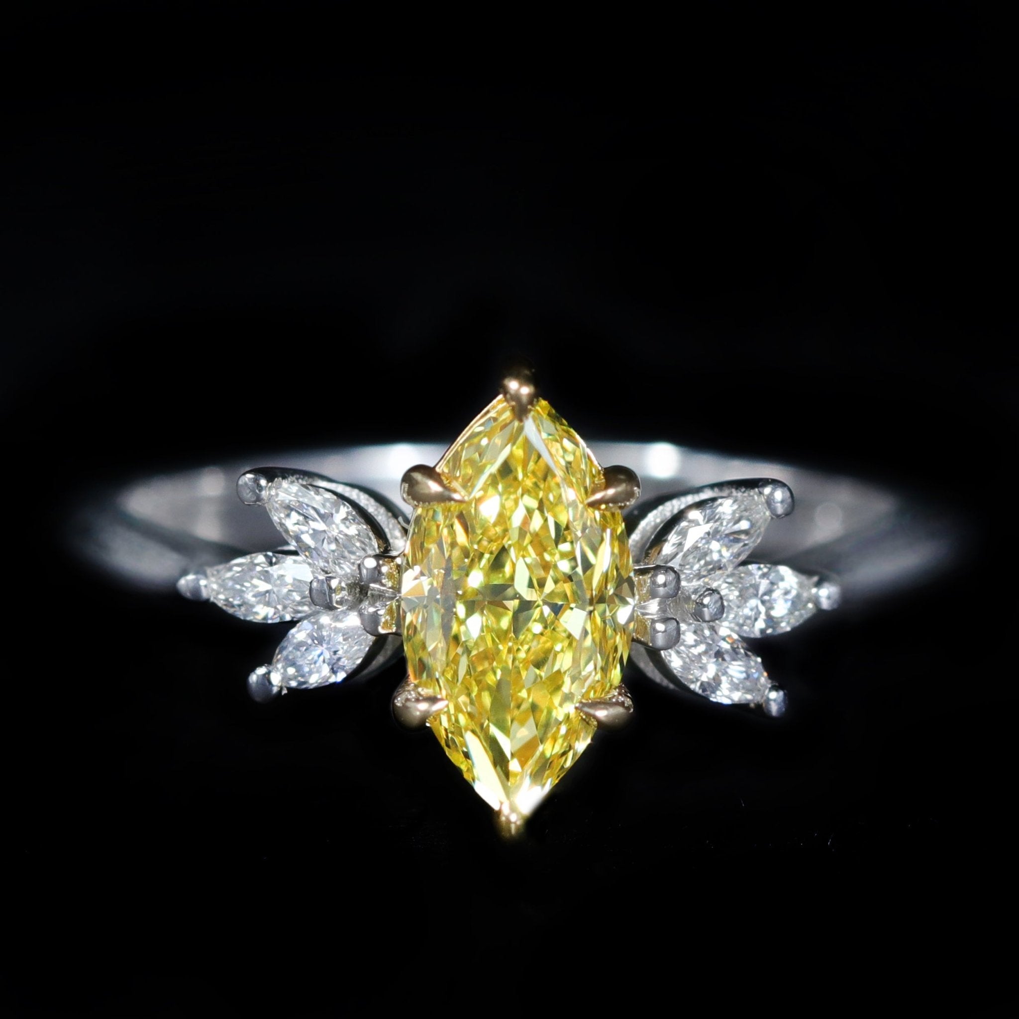 Platinum GIA 1.08 Carat Natural Fancy Intense Yellow Diamond Ring - Walton's Jewelry