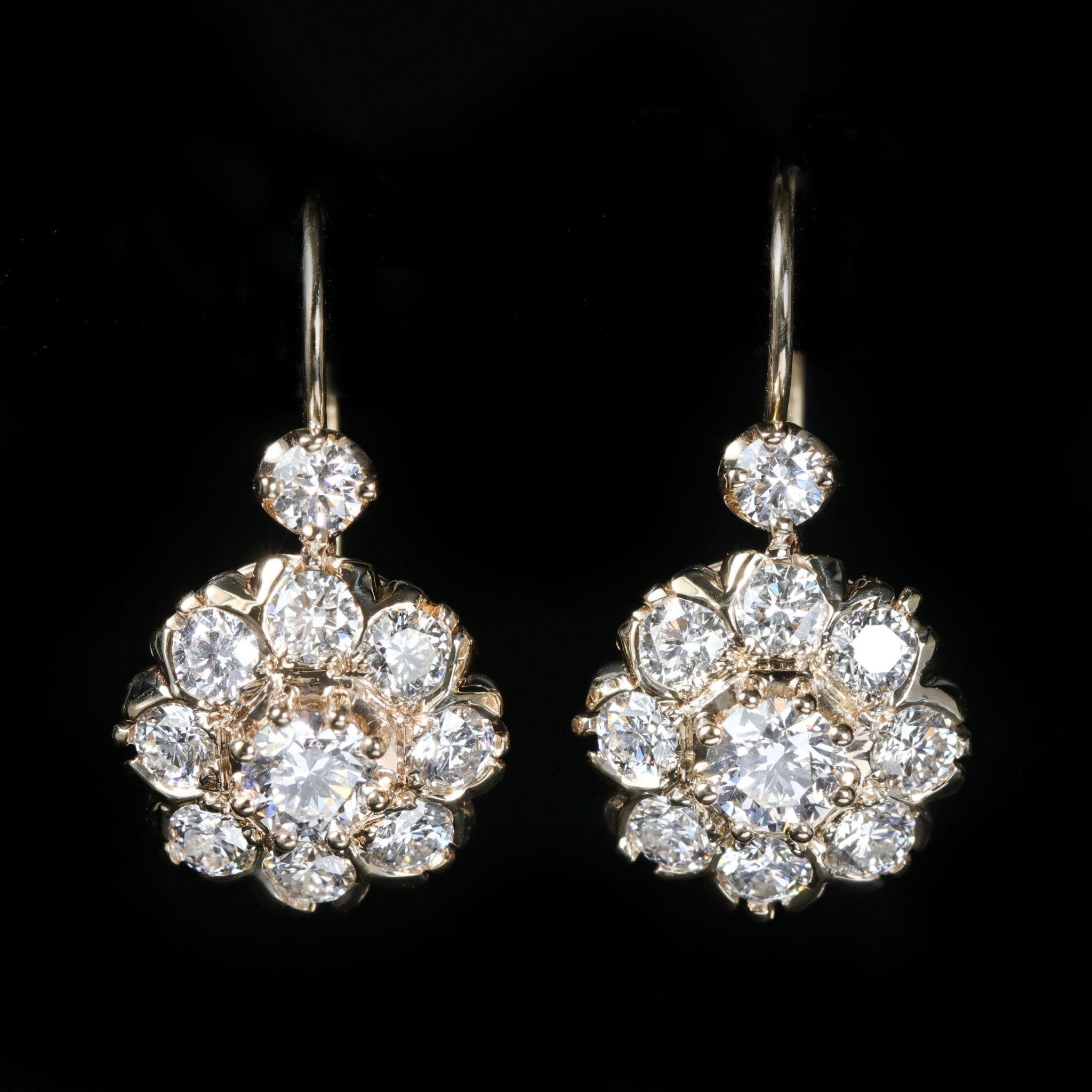 14K Yellow Gold 2.11 CTW Diamond Dangle Earrings - Walton's Jewelry