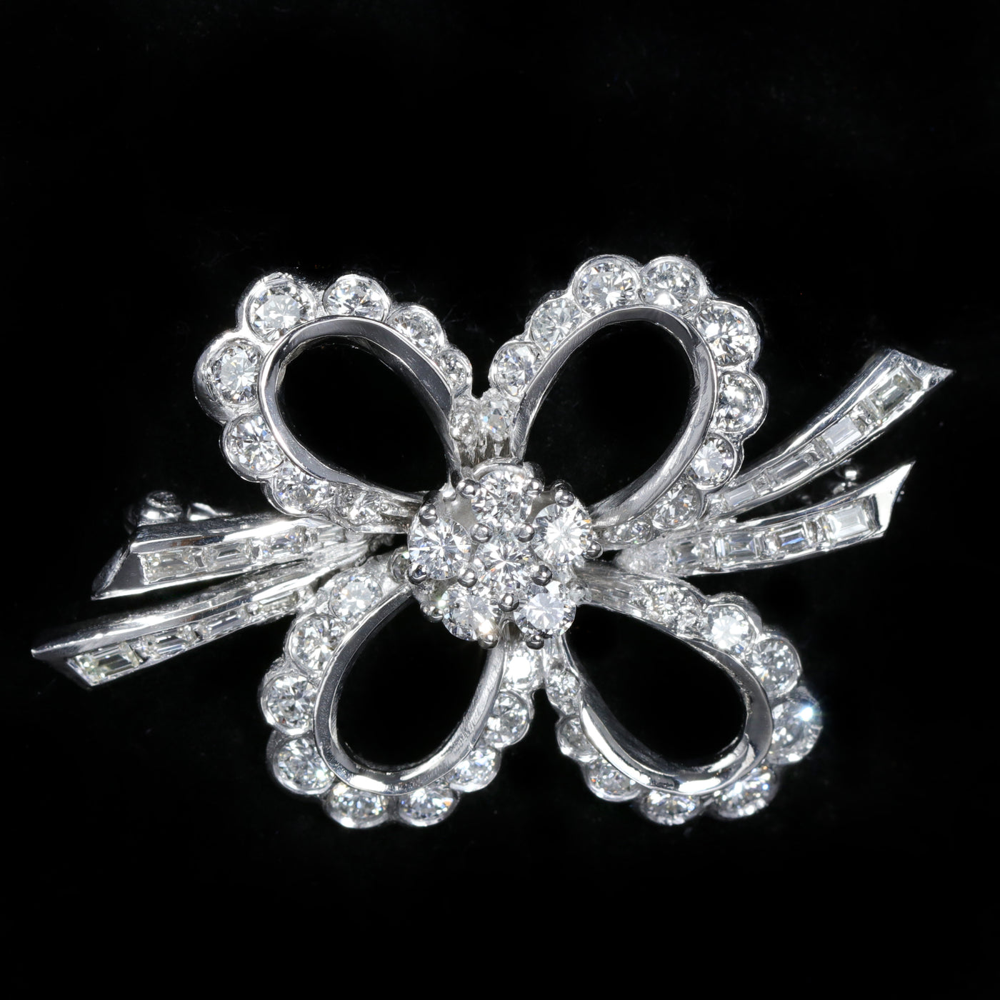 1950's Platinum 2.00 CTW Diamond Bow Brooch