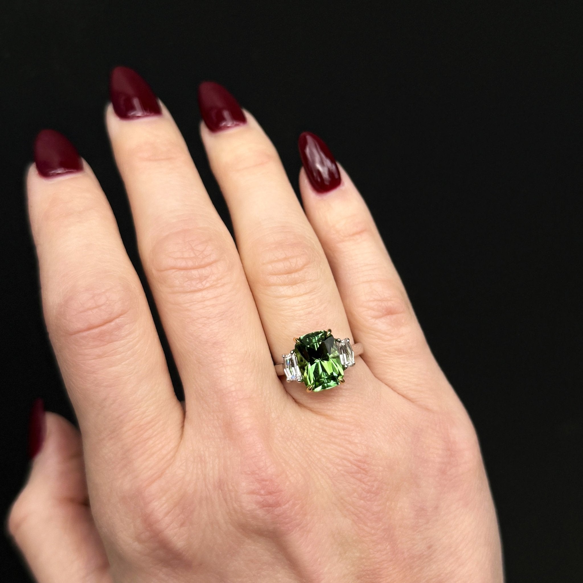 18K Gold 4.56 Carat Tourmaline and Diamond Ring - Walton's Jewelry