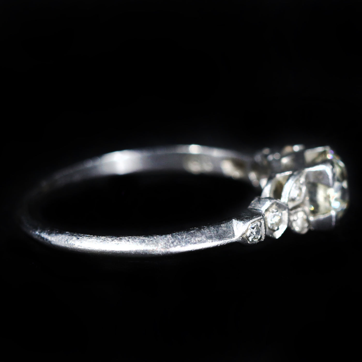 Art Deco Platinum 0.65 Carat Old Mine Cut Diamond Engagement Ring