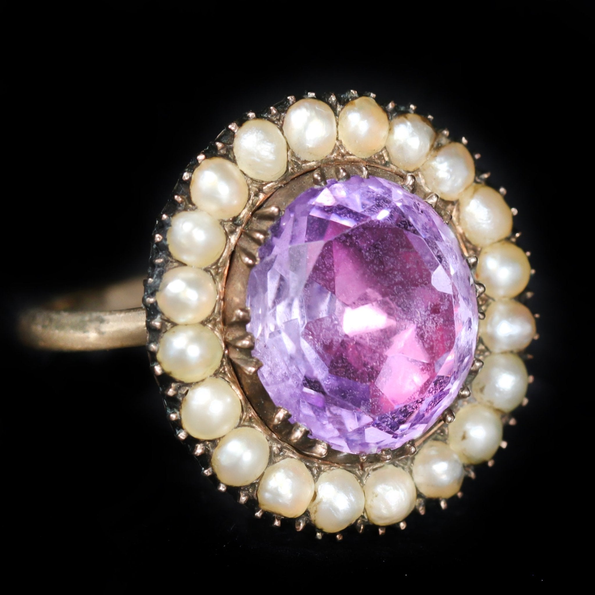 Victorian 5.00 Carat Amethyst and Pearl Ring - Walton's Jewelry