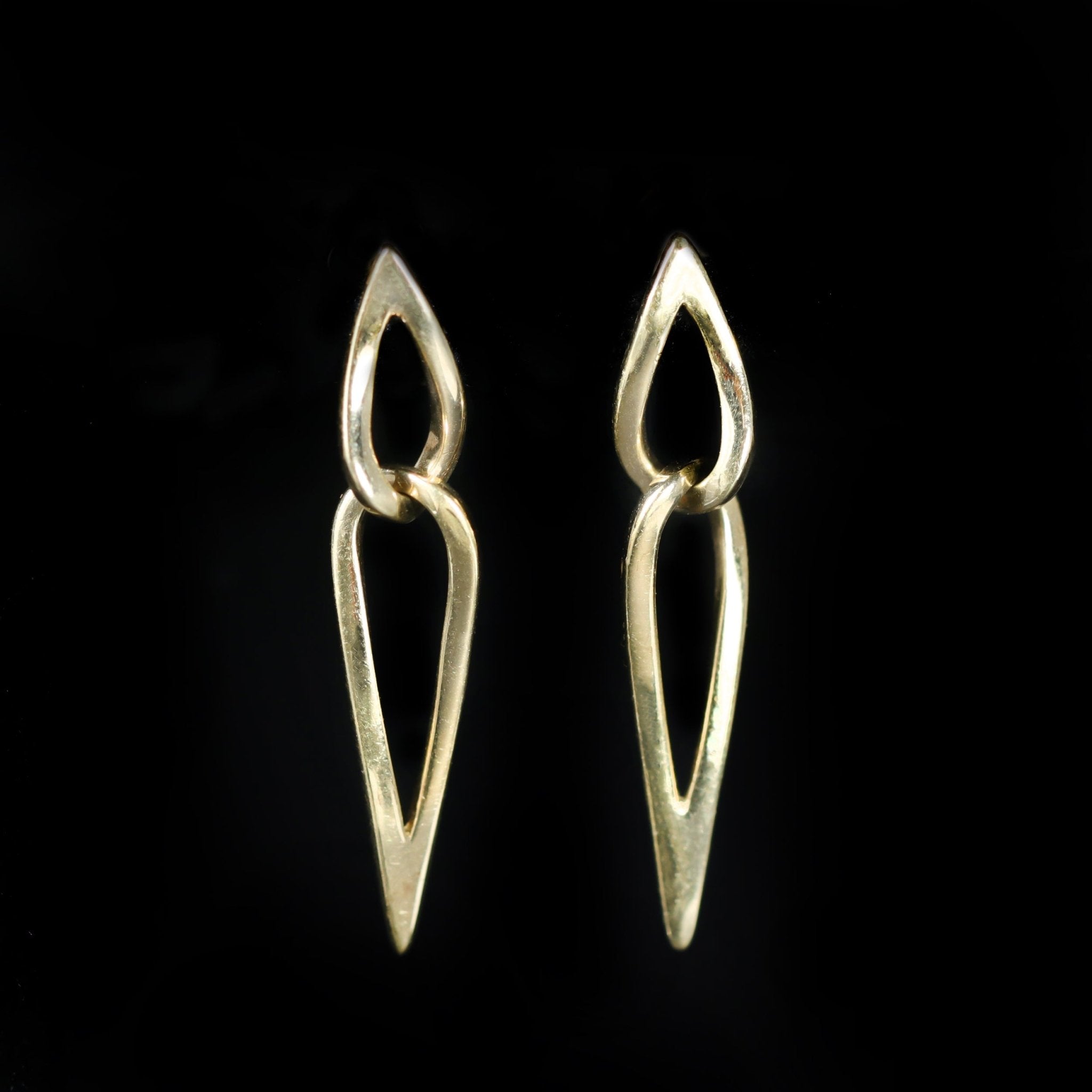 Estate 14K Yellow Gold Interlocking Dangle Earrings - Walton's Jewelry