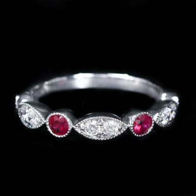 14K White Gold 0.51 CTW Ruby and Diamond Band