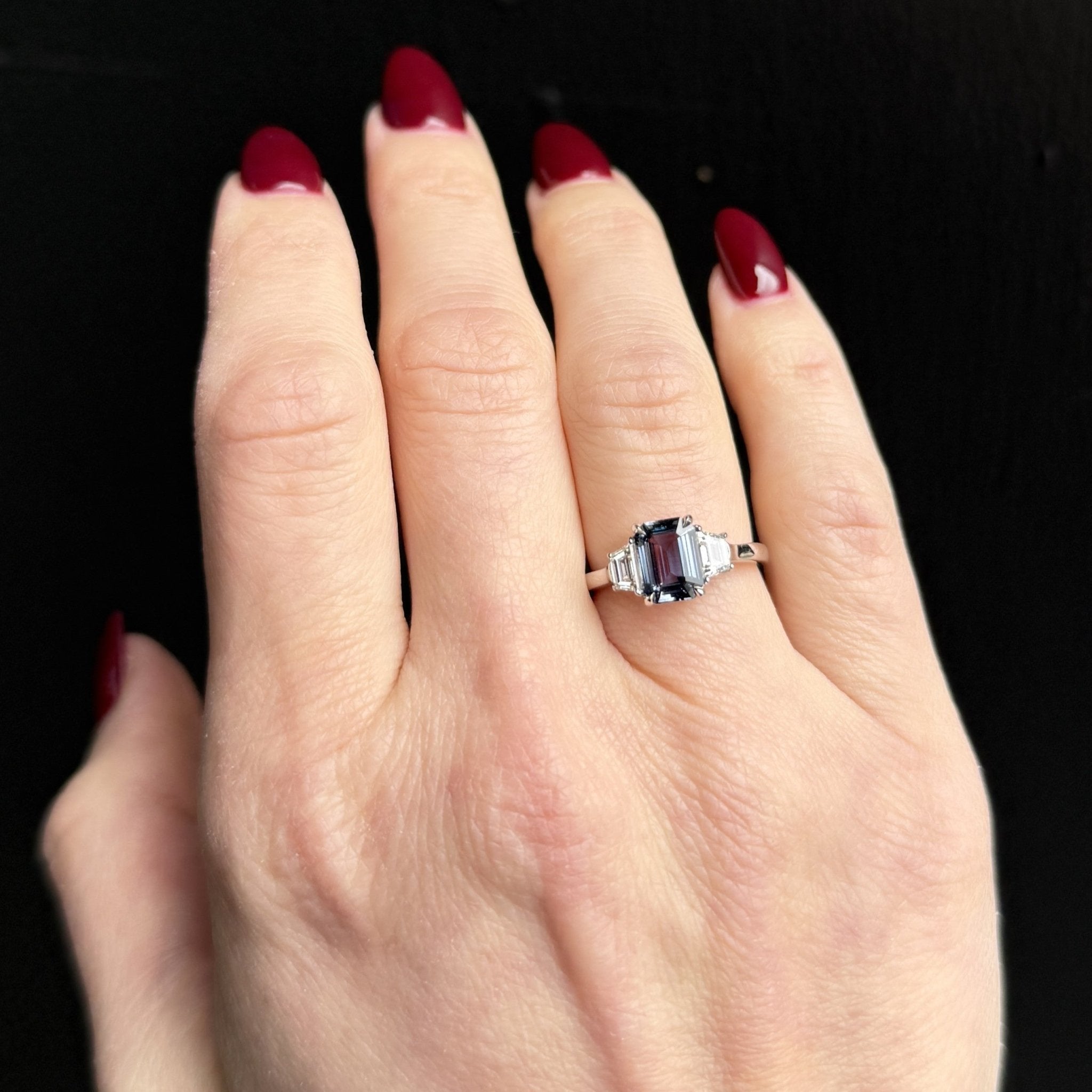 18K White Gold 1.65 Carat Sapphire and Diamond Ring - Walton's Jewelry