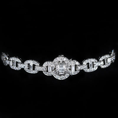 Art Deco 9.00 CTW Old European Cut & Baguette Cut Diamond Bracelet