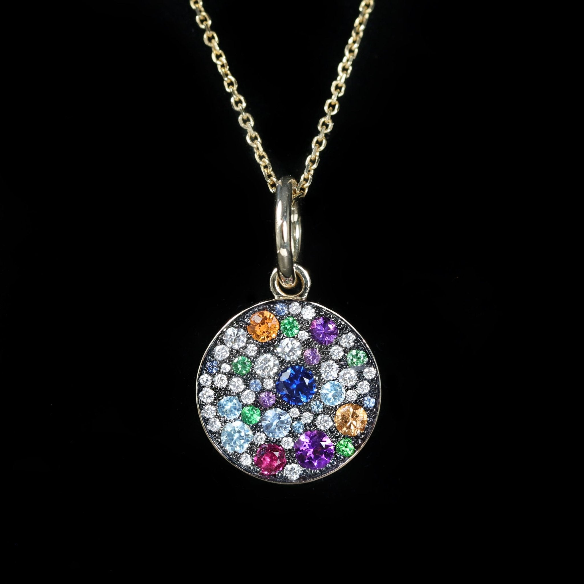14K Yellow Gold Gemstone and Diamond Pendant - Walton's Jewelry
