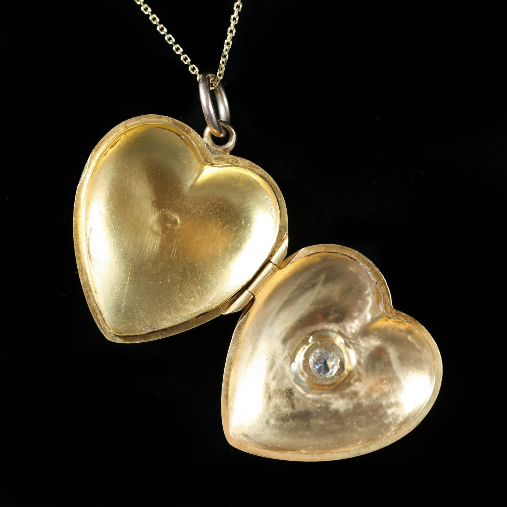 Victorian 0.25 Carat Old Mine Cut Diamond Heart Locket Pendant, Circa 1890 - Walton's Jewelry