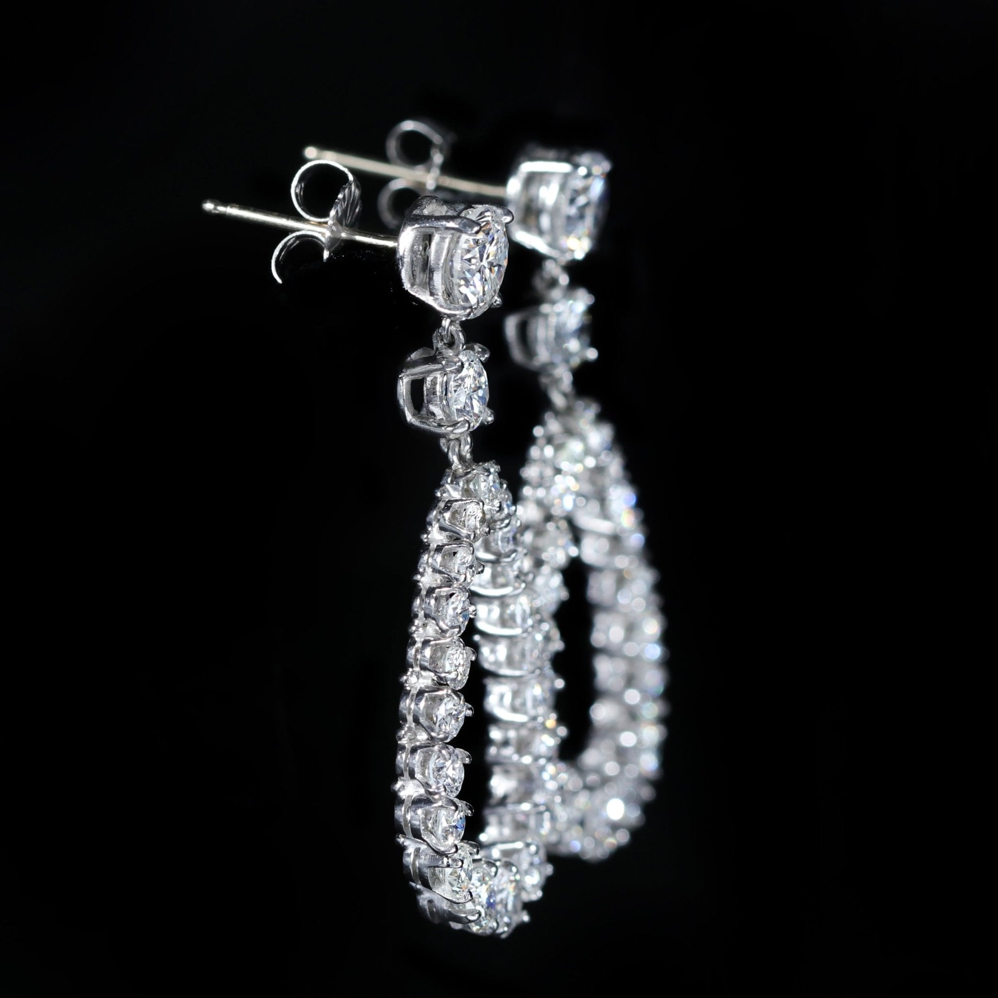 Estate Platinum 4.30 CTW Diamond Drop Earrings - Walton's Jewelry