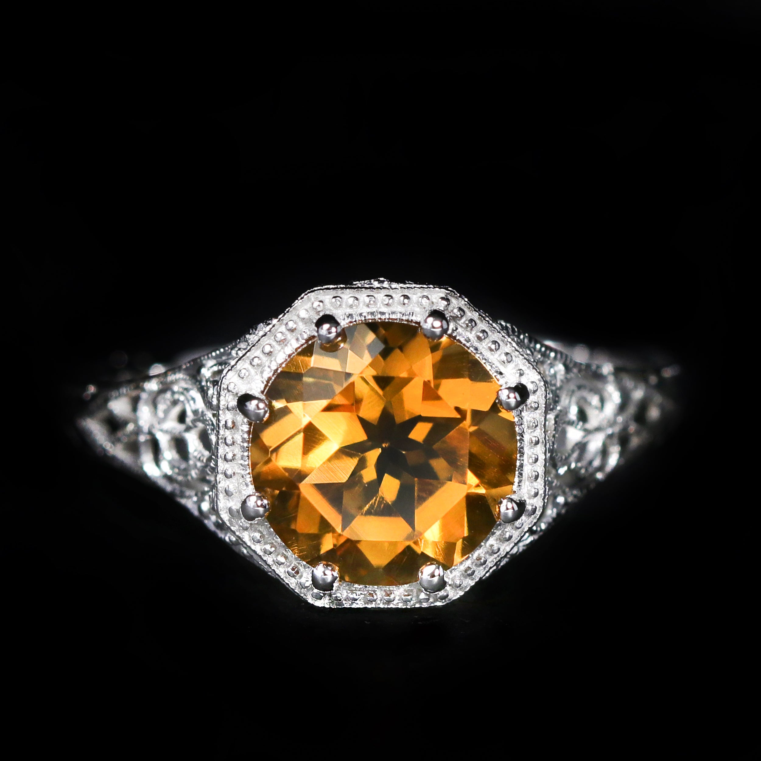 14K White Gold 0.90 Carat Citrine Ring