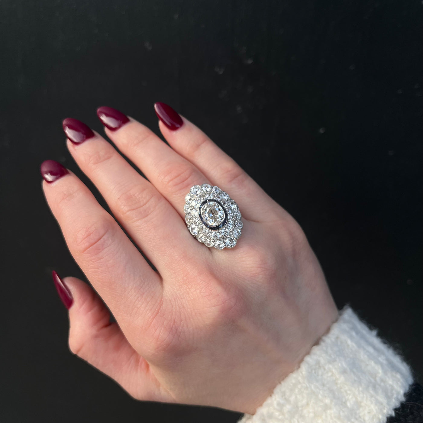 Art Deco 6.00 CTW Diamond and Sapphire Ring