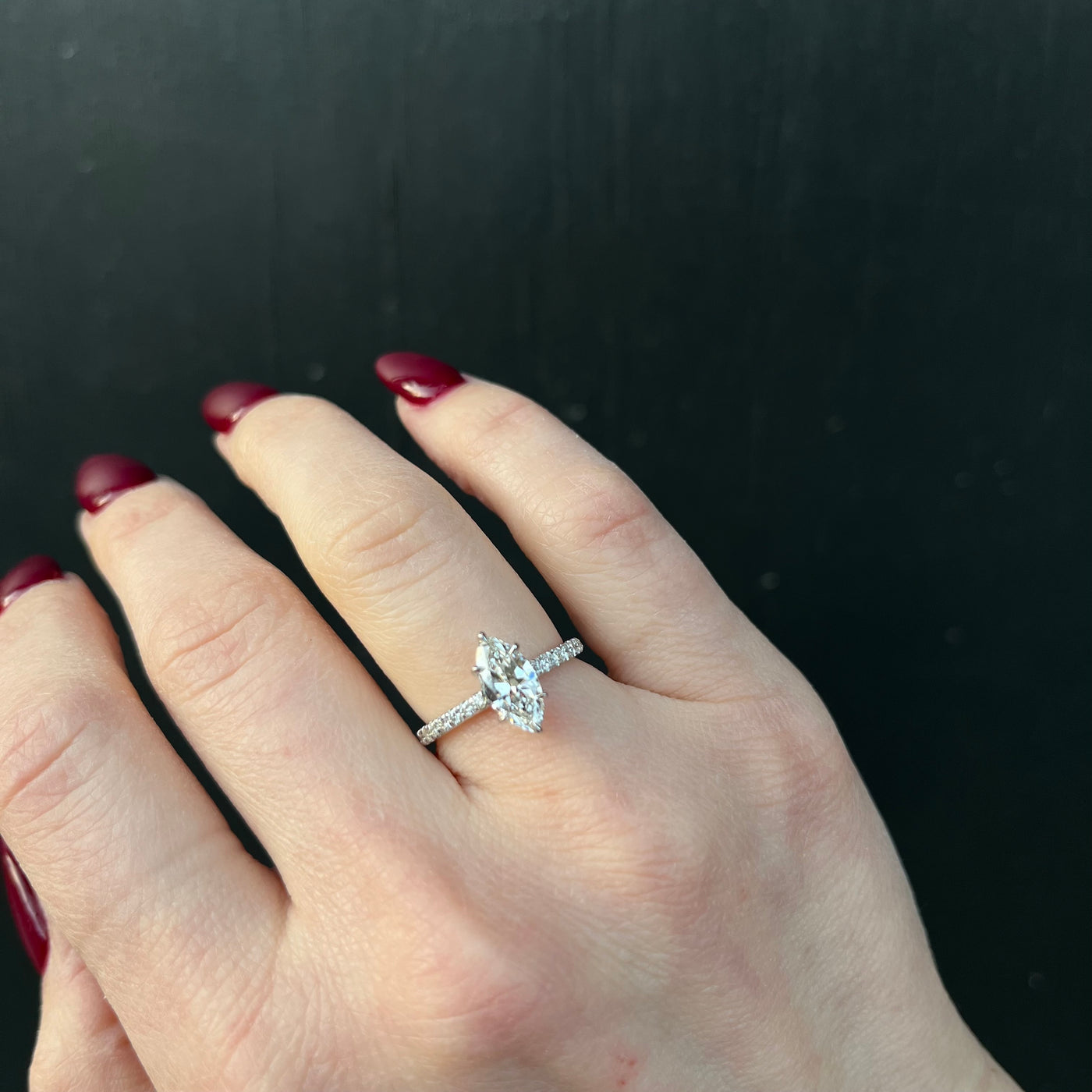 14K White Gold GIA 1.04 Carat Marquise Cut Diamond Engagement Ring