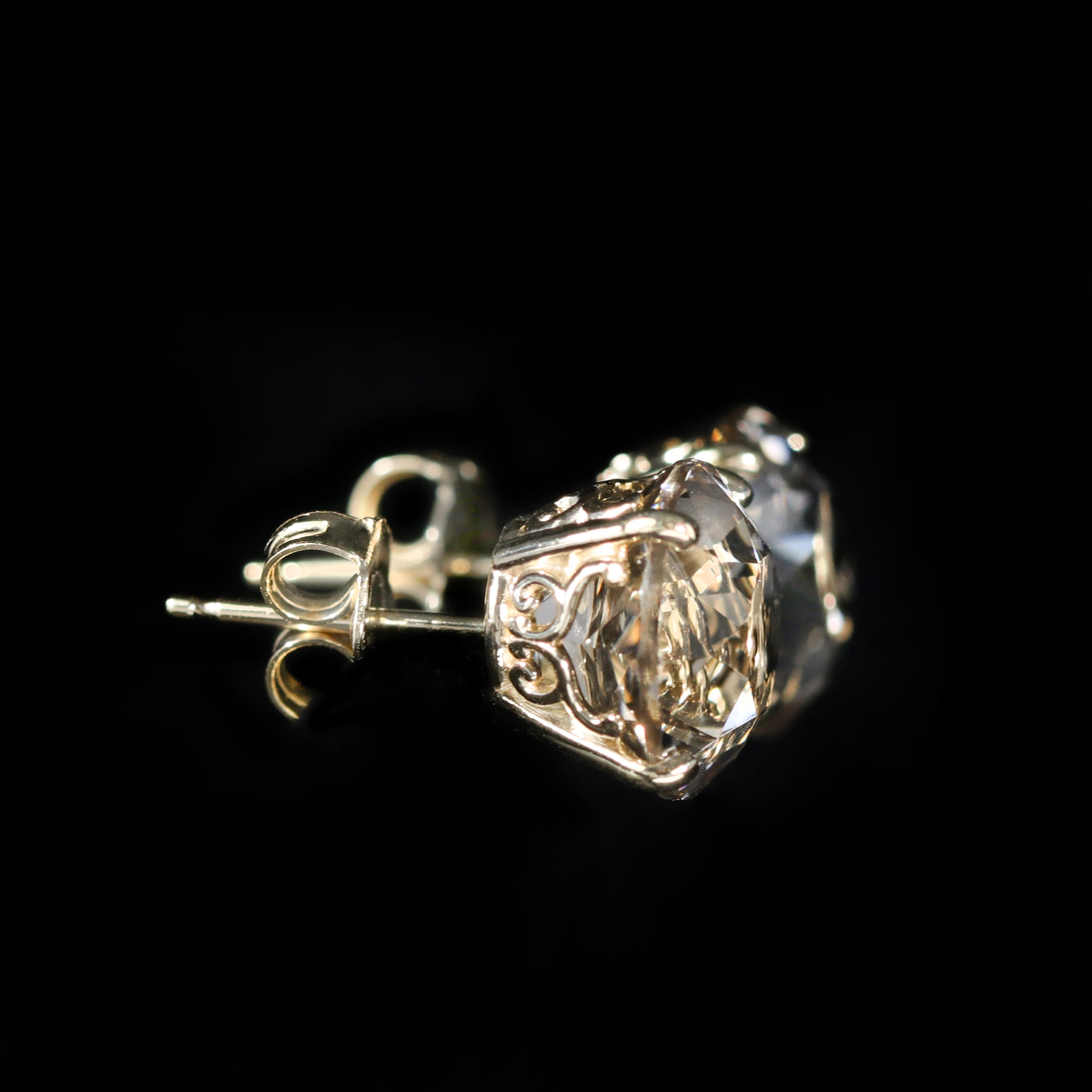 14K Yellow Gold 5.00 CTW Smoky Quartz Stud Earrings