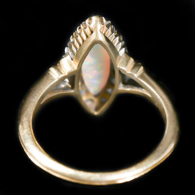 Victorian 18K Yellow Gold 1.25 Carat Opal and Diamond Ring