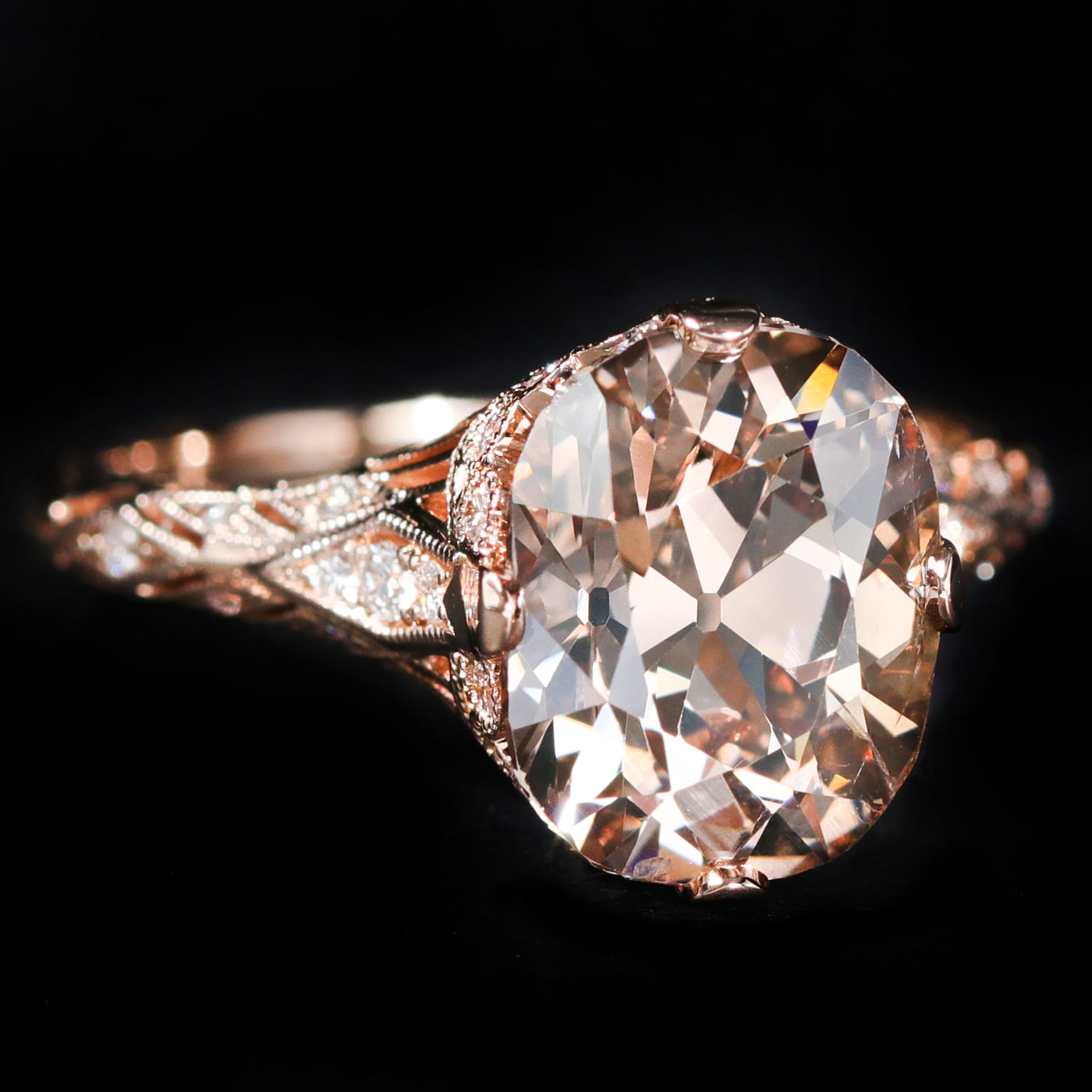 Uneek Oval Fancy Brown Pink Diamond Halo Engagement Ring wit | Parris  Jewelers | Hattiesburg, MS