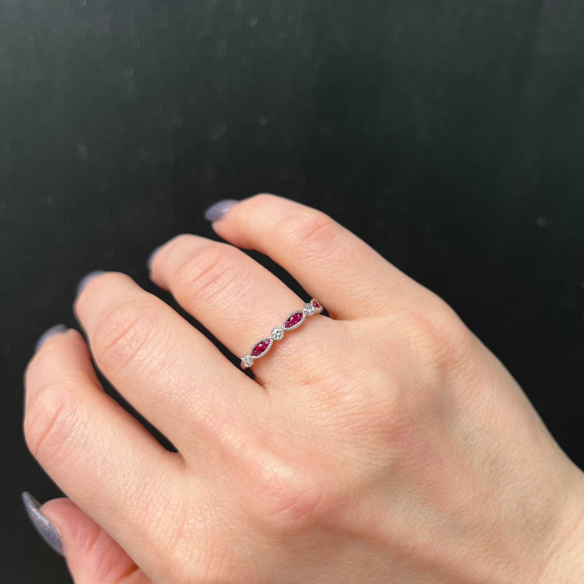 Platinum Ruby and Diamond Band - Walton's Jewelry