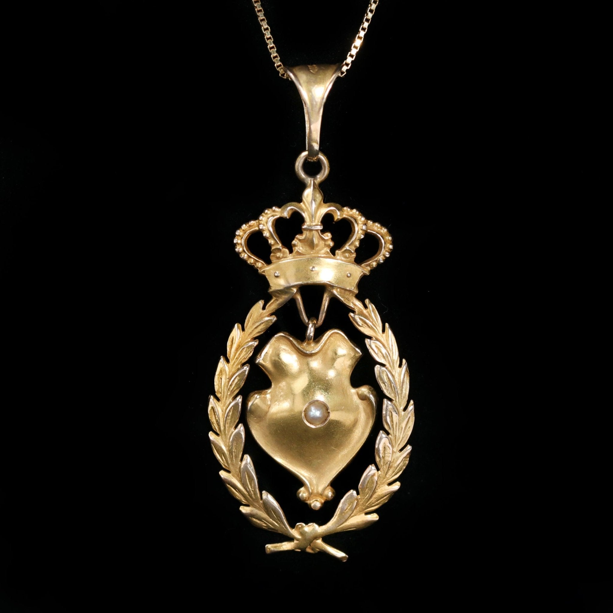 Victorian Crown, Shield, and Wreath Necklace - Walton's Jewelry