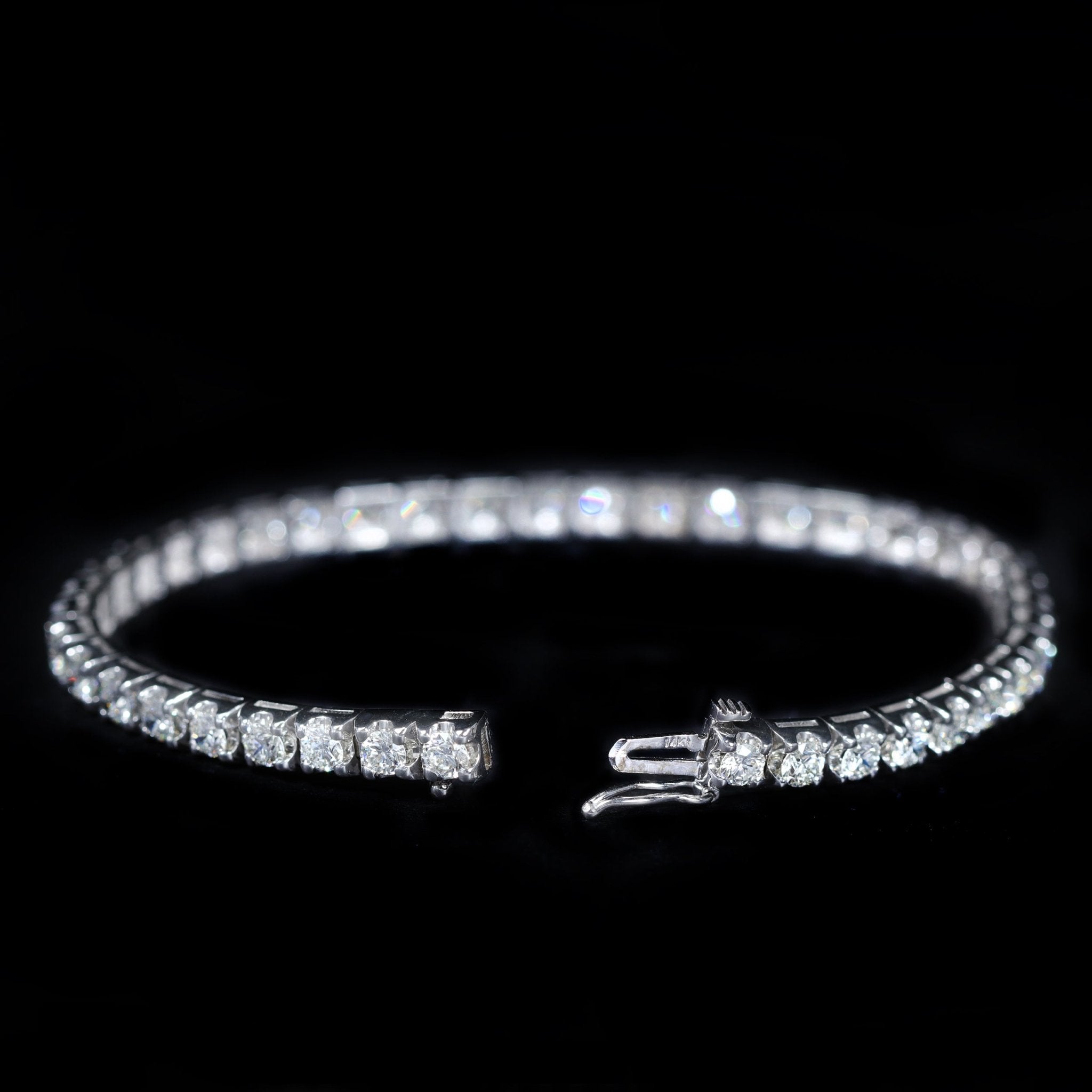 14K White Gold 5.31 CTW Diamond Tennis Bracelet, 7" - Walton's Jewelry