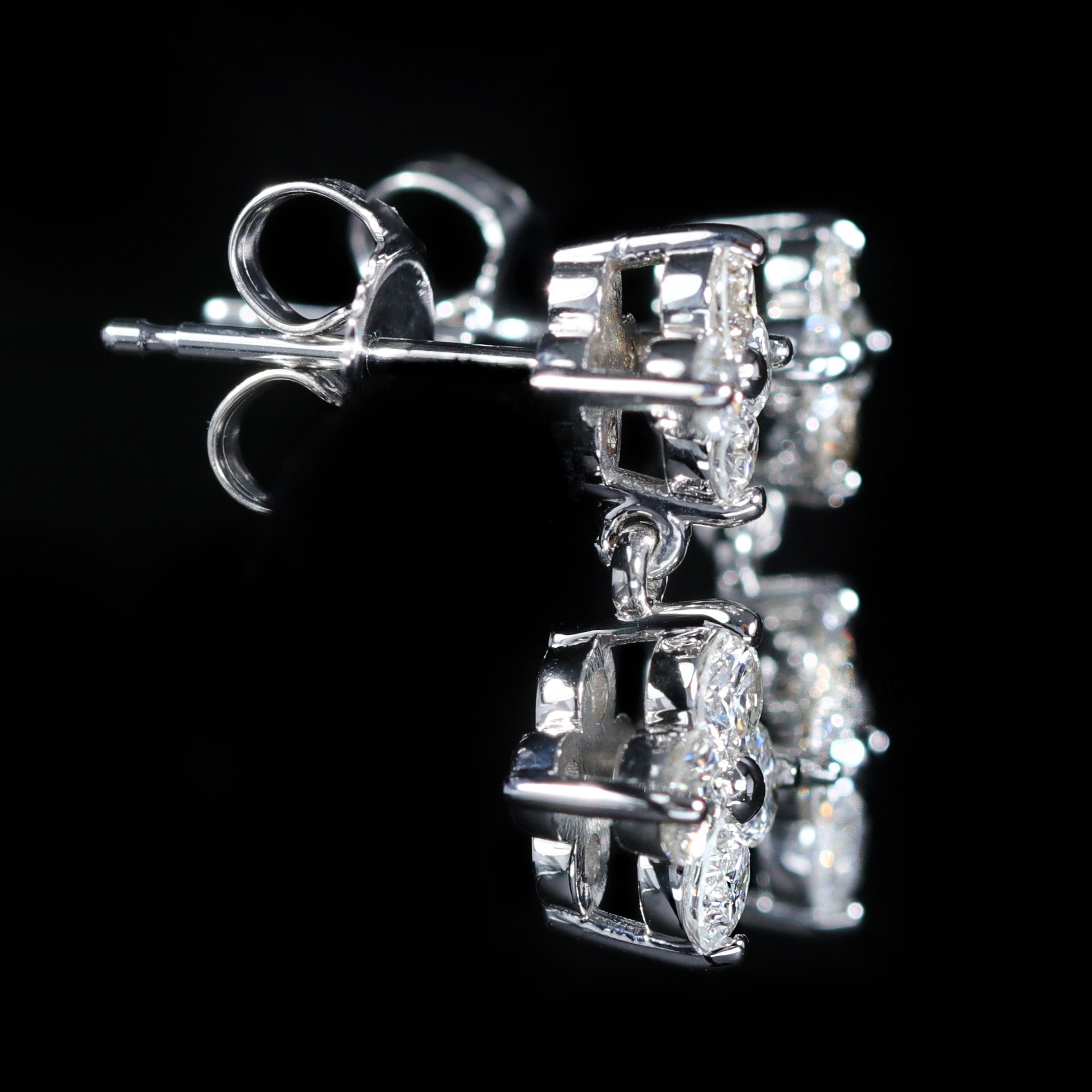 14K White Gold 1.48 CTW Diamond Dangle Earrings - Walton's Jewelry