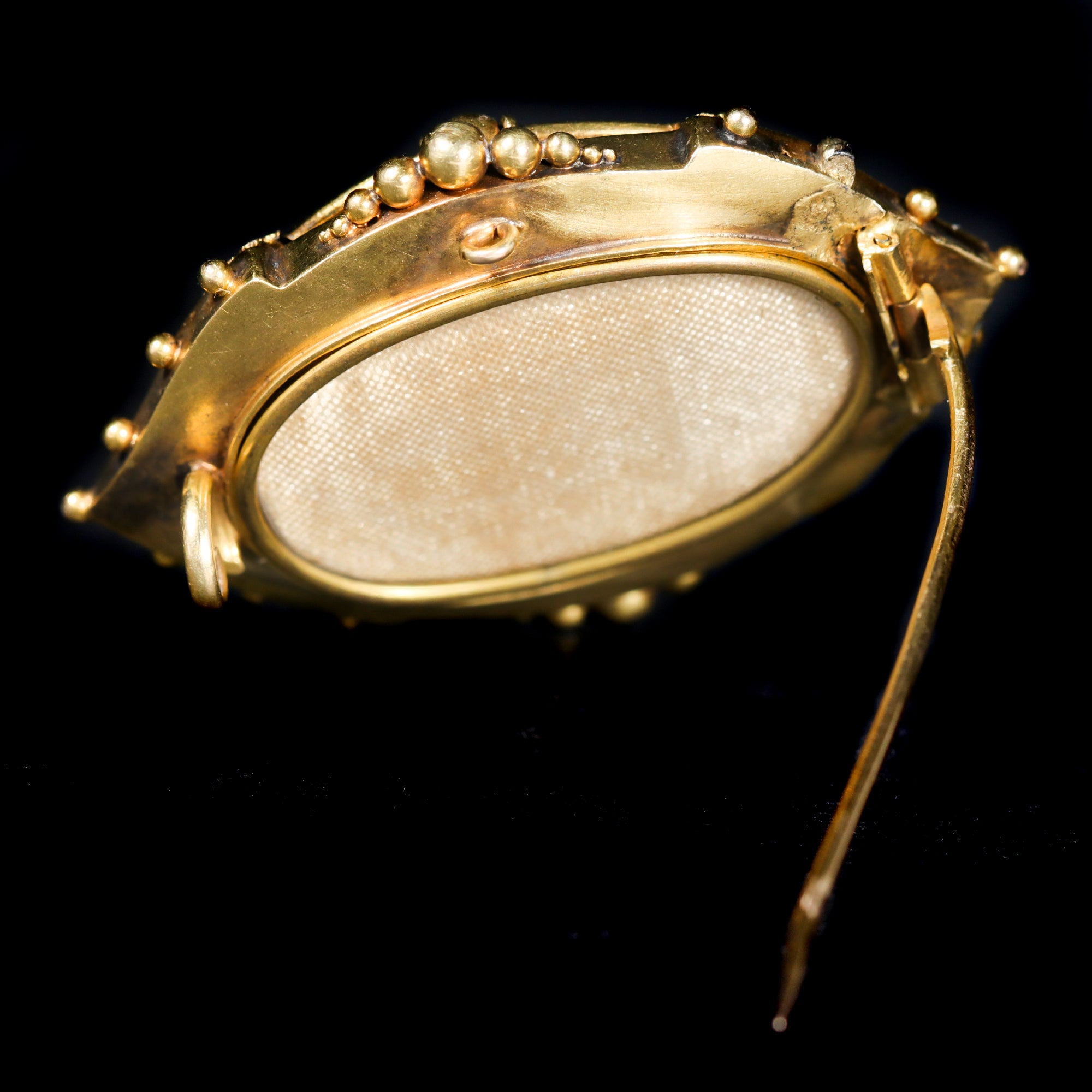 Victorian 14K Yellow Gold Etruscan Revival Locket Brooch