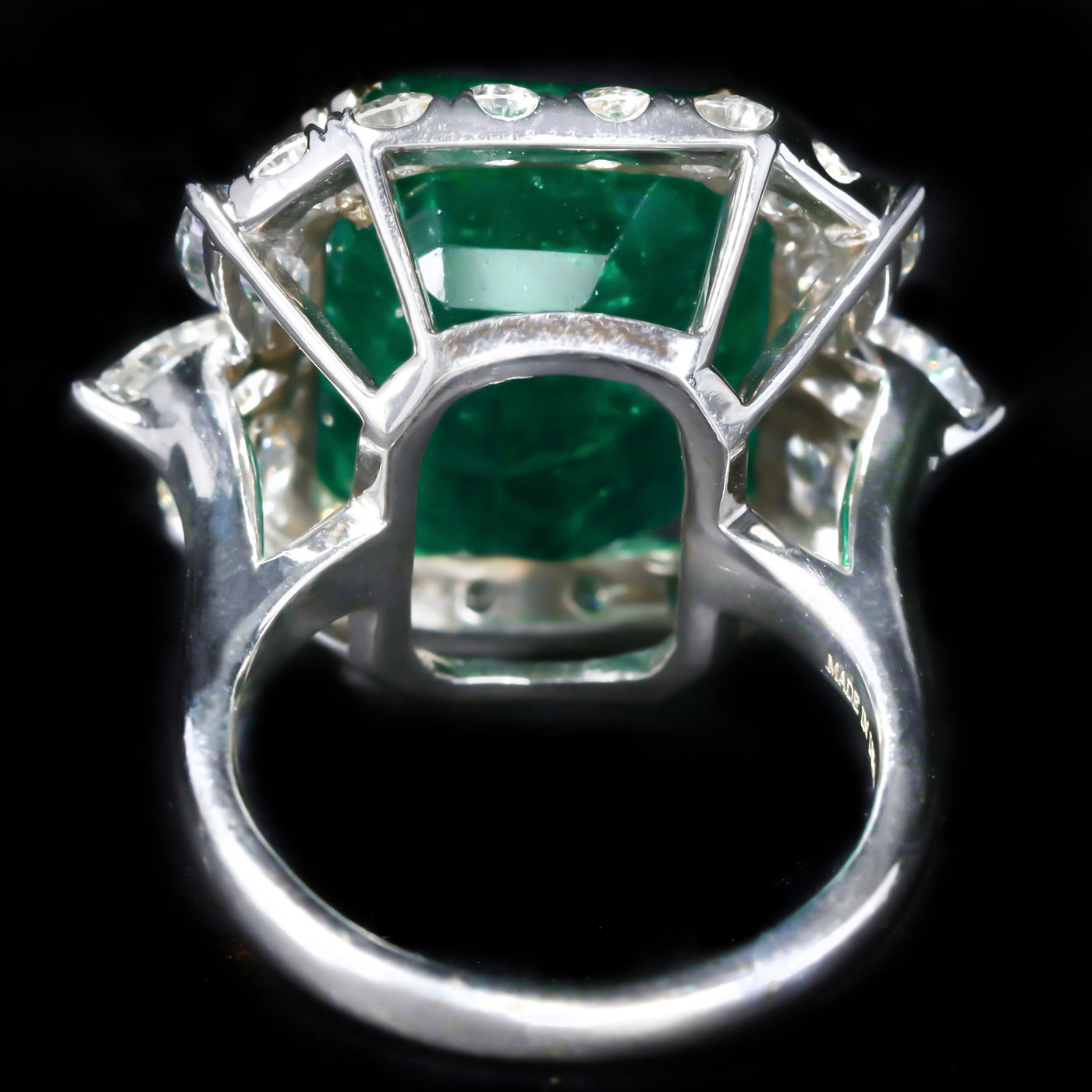 Estate 15.84 Carat Zambian Emerald and Diamond Ring