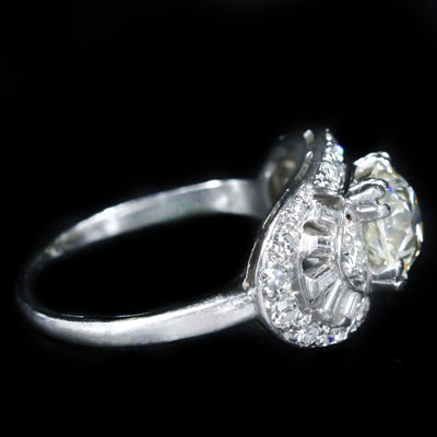 Art Deco 1.39 Carat Old European Cut Diamond Engagement Ring