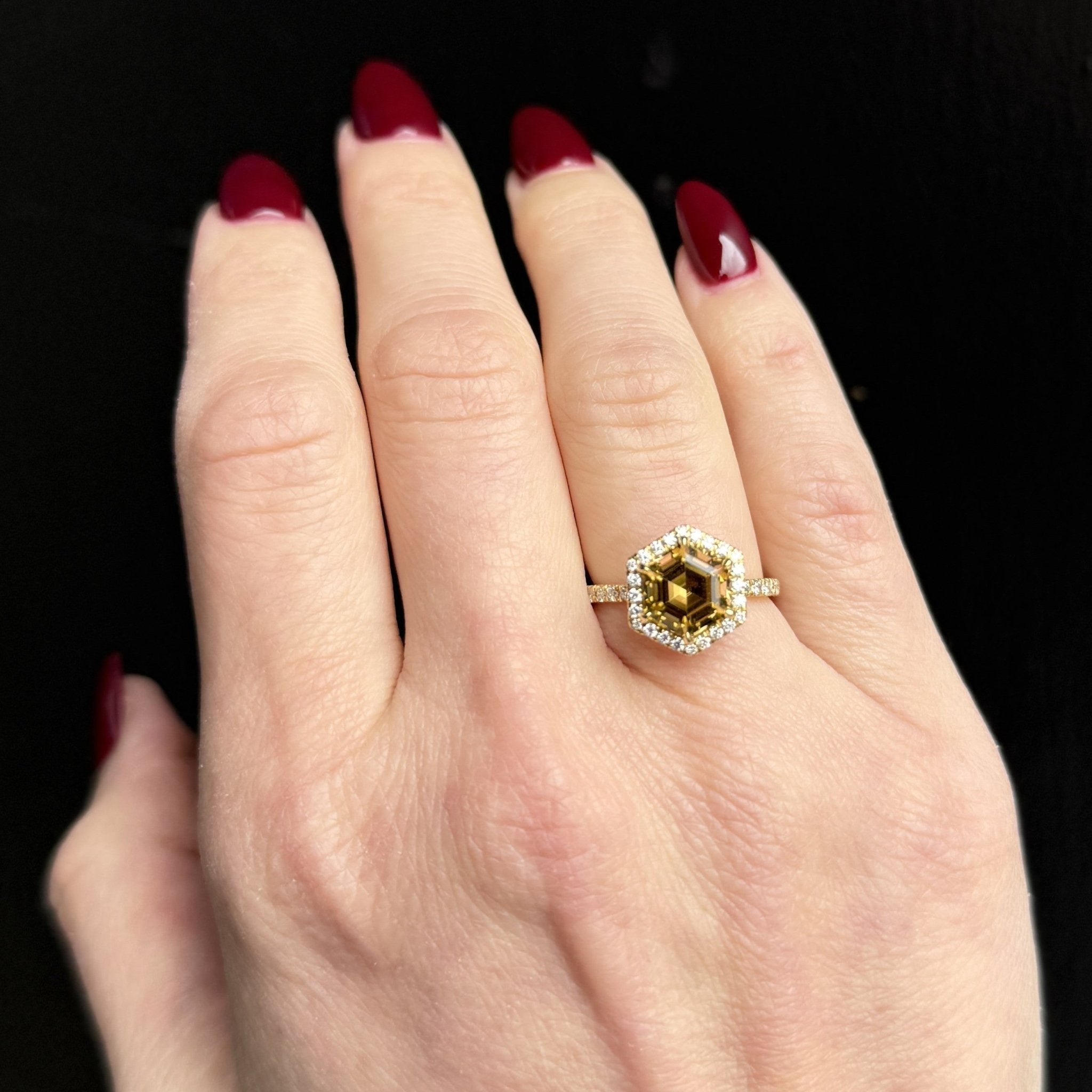 14K Yellow Gold 2.47 Carat Tourmaline and Diamond Ring - Walton's Jewelry