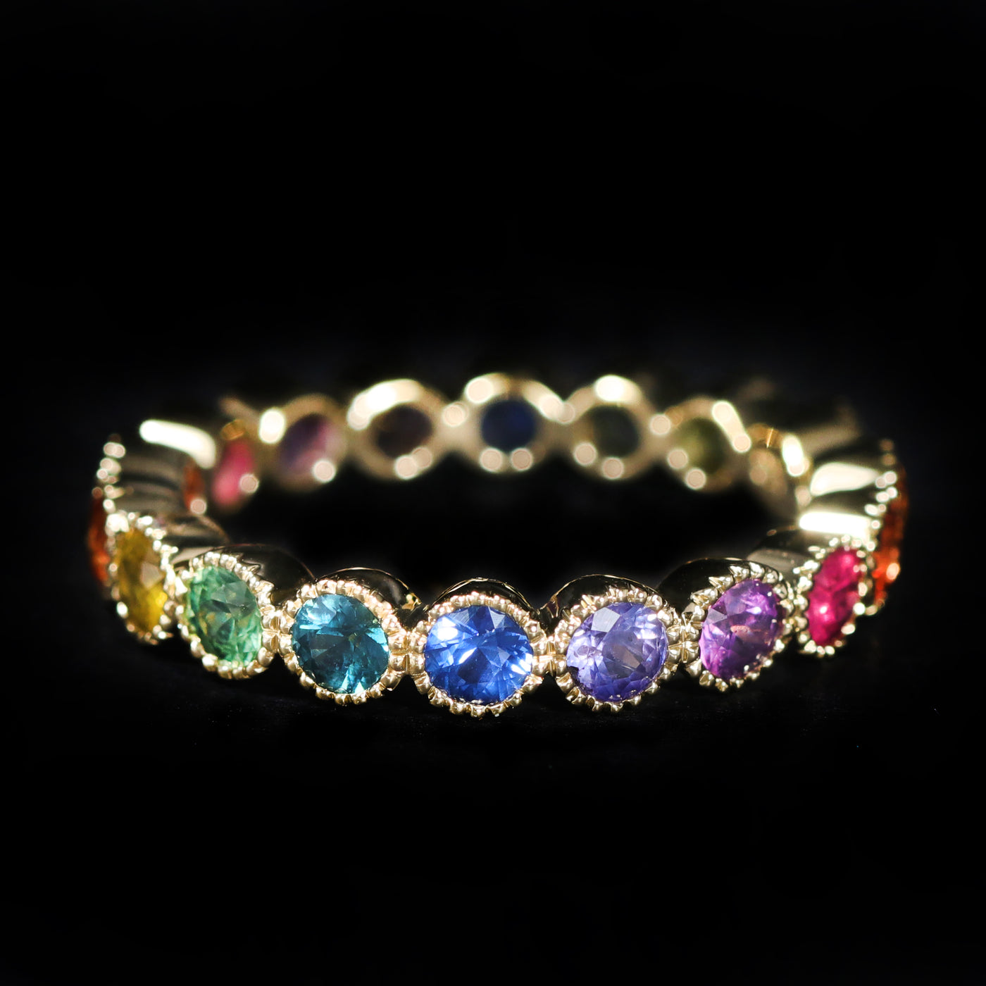 18k Yellow Gold 2.12 CTW Multi-Color Sapphire Band