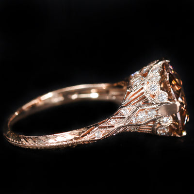 18K Rose Gold GIA 3.75 Carat Fancy Orange-Brown Diamond Engagement Ring