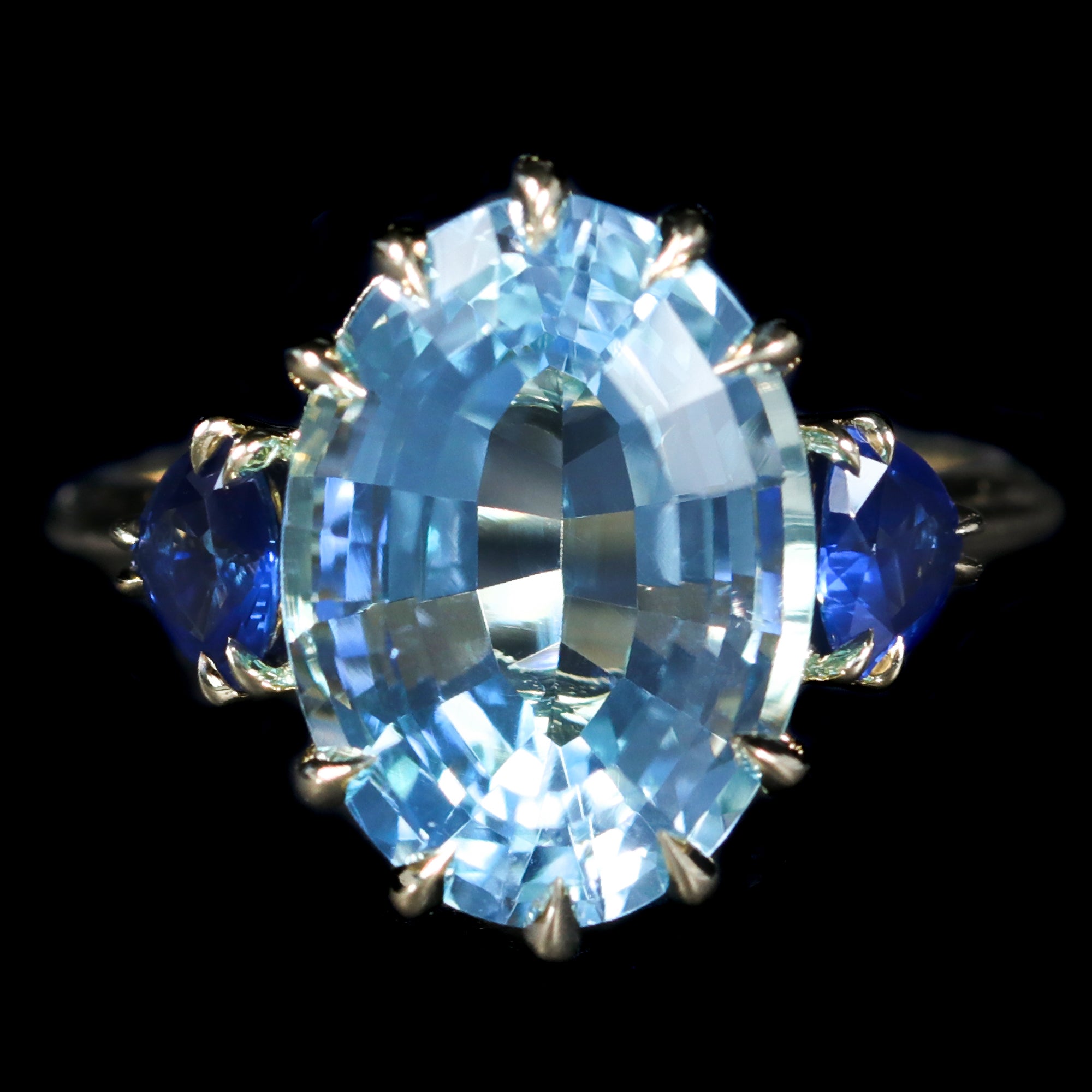 14K Yellow Gold 7.34 Carat Topaz, Sapphire, and Diamond Ring - Walton's Jewelry