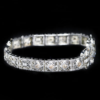 Art Deco 2.50 CTW Old Mine Cut Diamond & Sapphire Bracelet