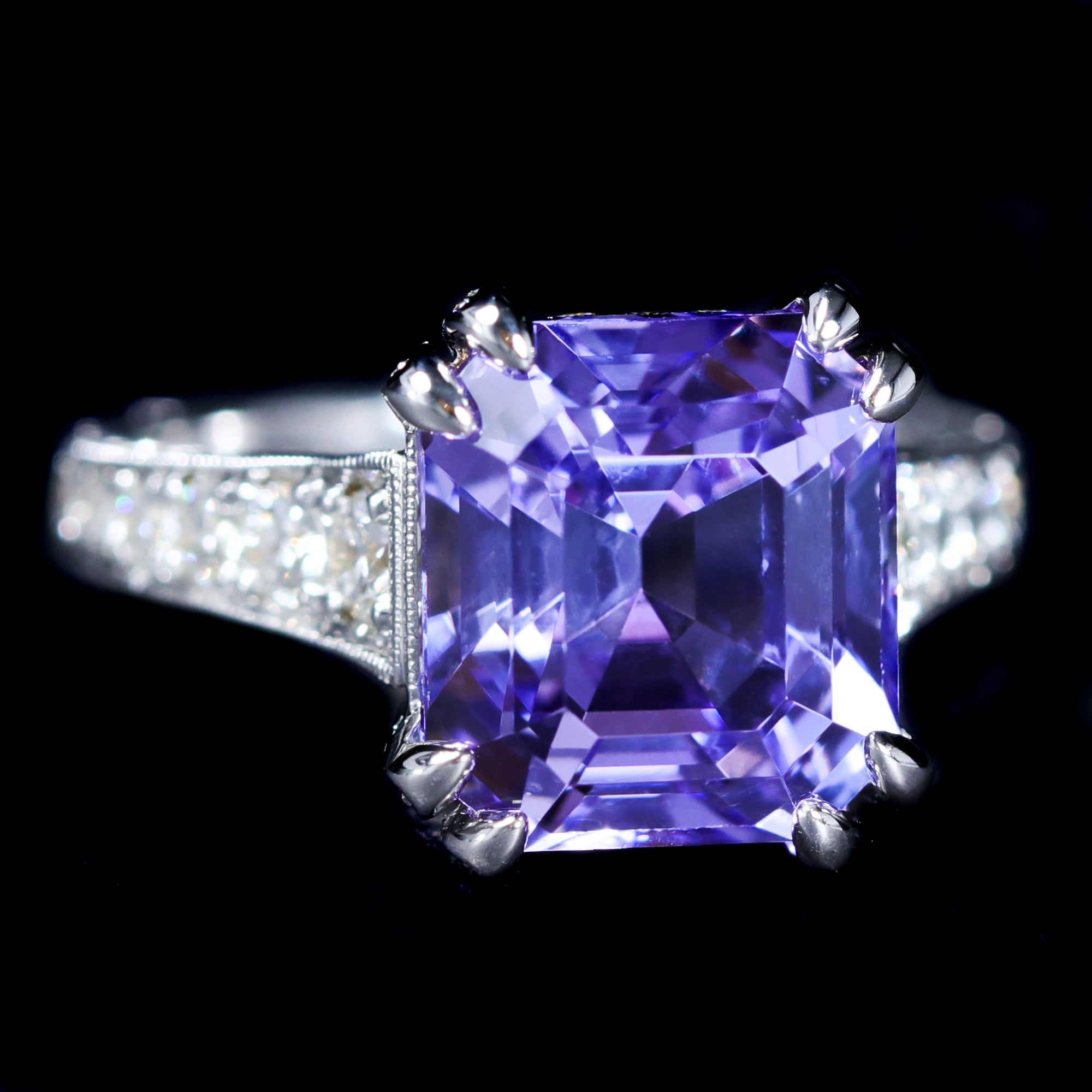 18K White Gold 6.92 Carat Tanzanite and Diamond Ring - Walton's Jewelry