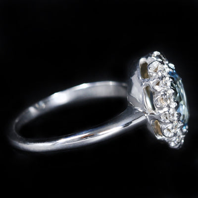 14k White Gold 1.65 Carat Aquamarine and Diamond Ring