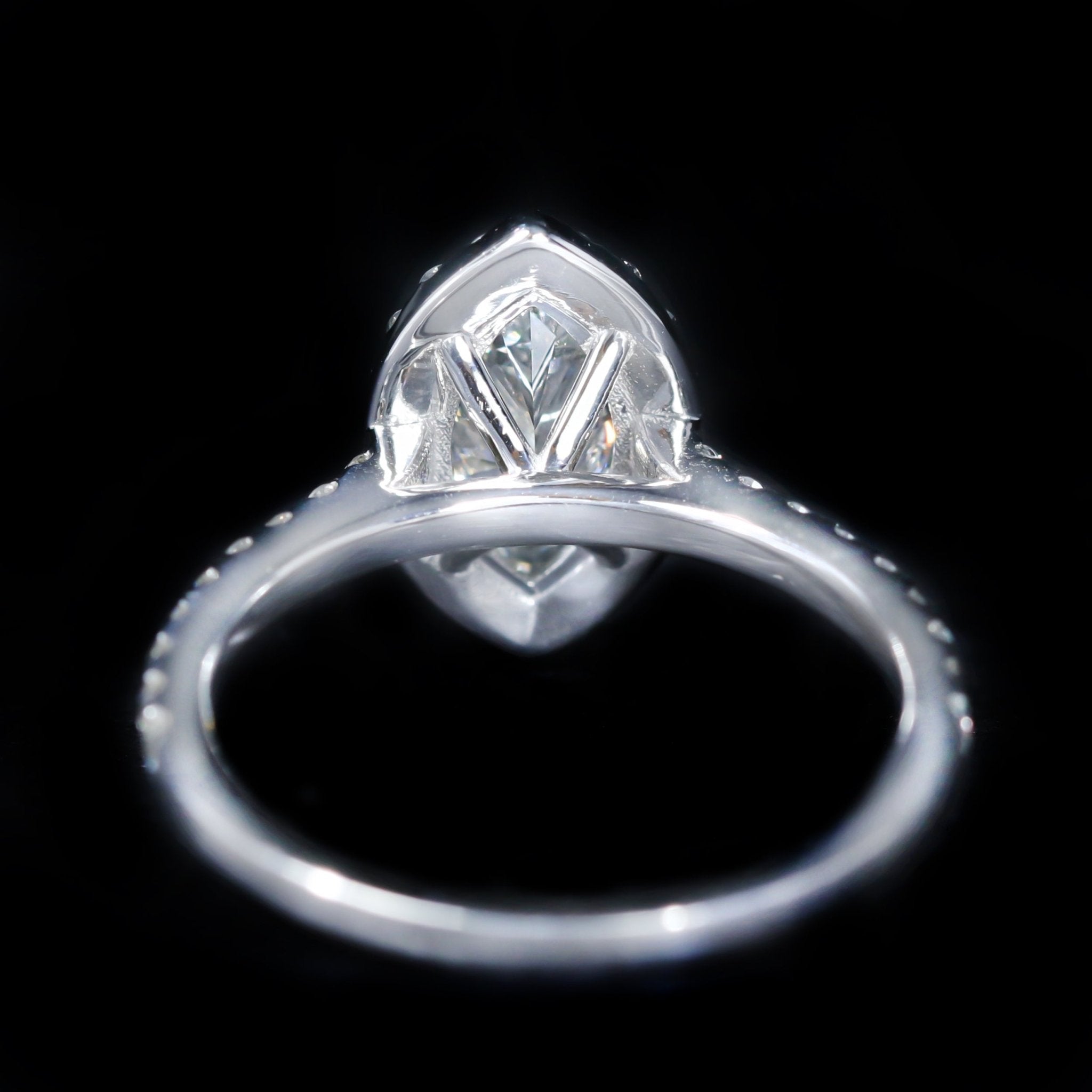 14K White Gold GIA 0.90 Carat Marquise Cut Diamond Halo Engagement Ring - Walton's Jewelry