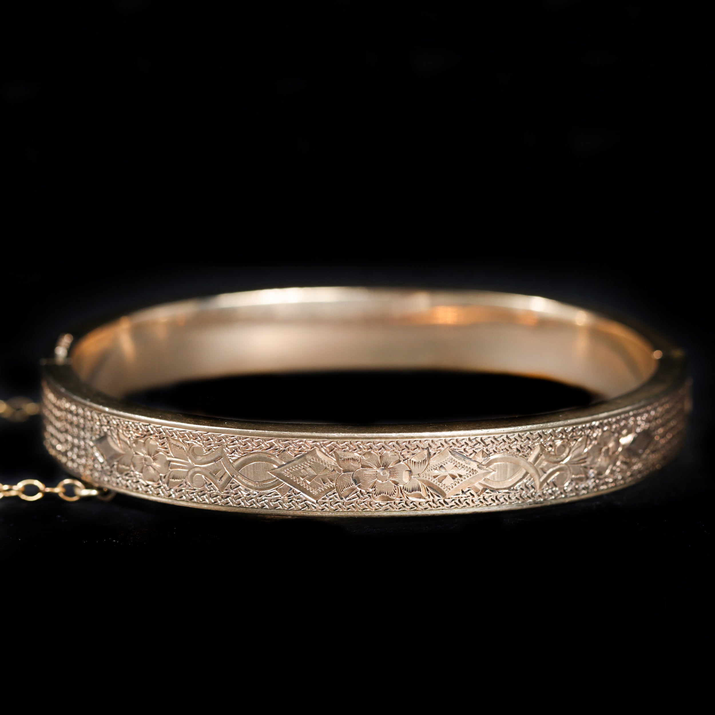 Victorian 10K Yellow Gold Engraved Bangle Bracelet – Walton's Jewelry
