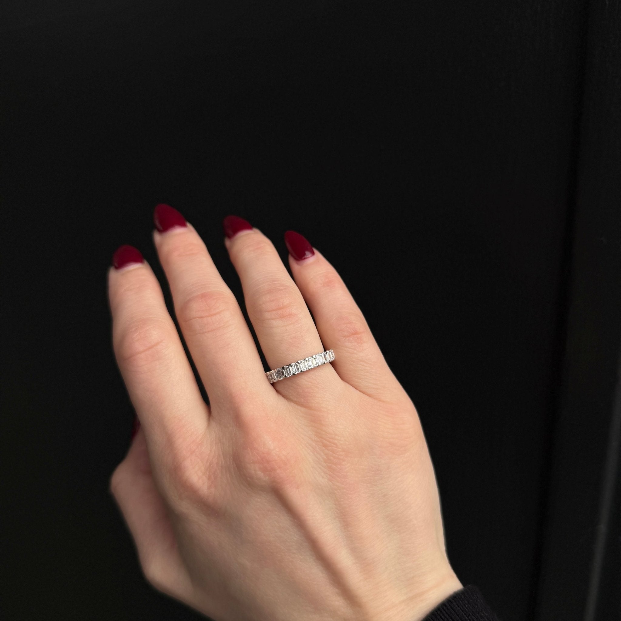 14K White Gold 1.11 CTW Emerald Cut Diamond Band - Walton's Jewelry