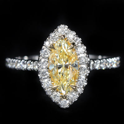 14K White Gold GIA 1.01 Carat Marquise Cut Diamond Engagement Ring