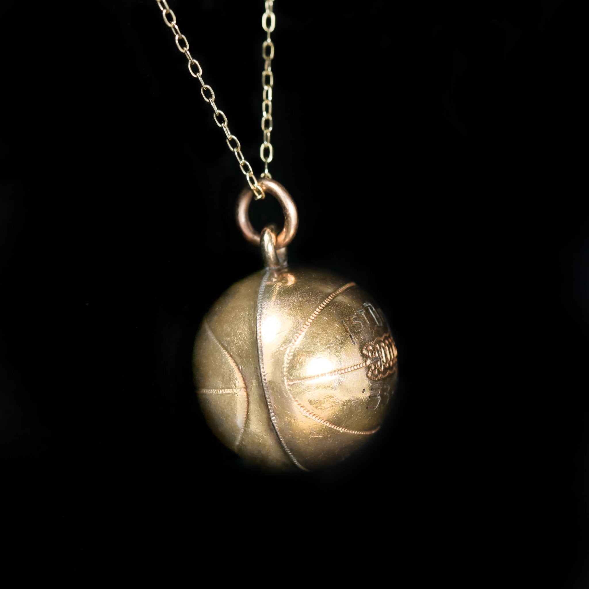 Antique 14K Yellow Gold Basketball Charm, Circa 1934 - Walton's Jewelry