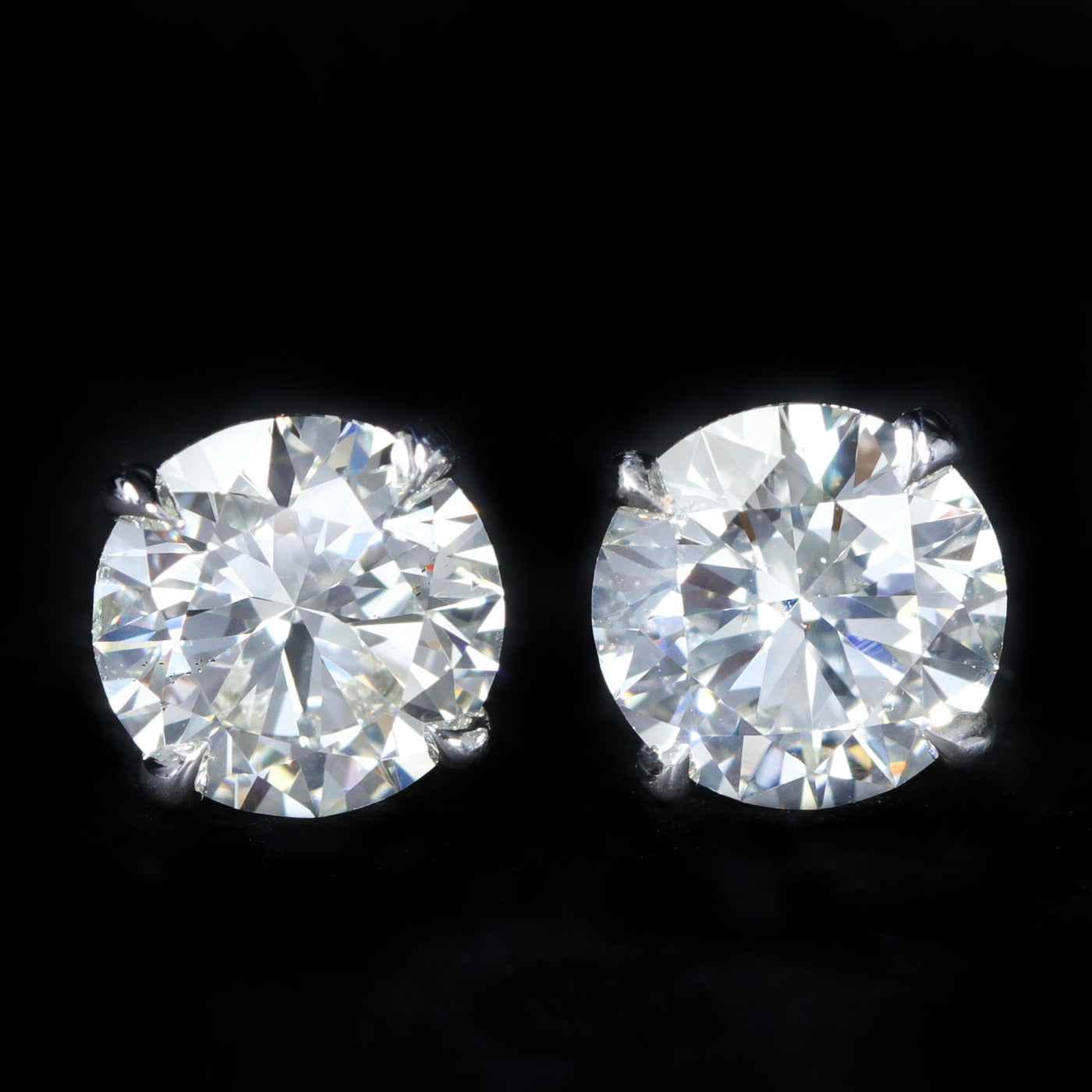 14K White Gold GIA 2.00 CTW Diamond Stud Earrings